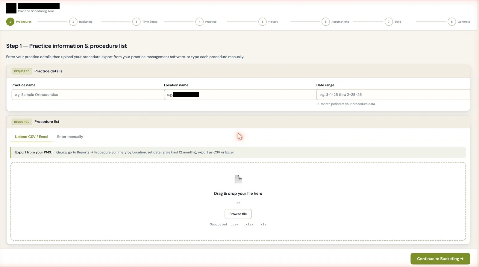 Orthodontic practice auto-scheduling tool multi-step wizard